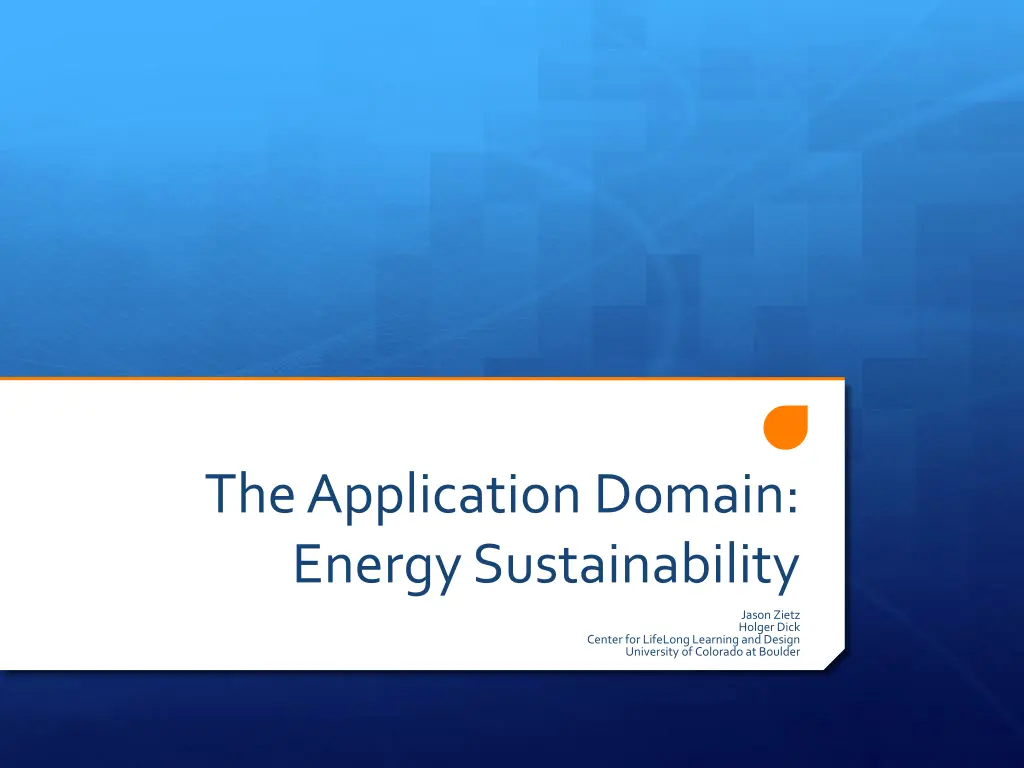 the application domain energy sustainability n.w