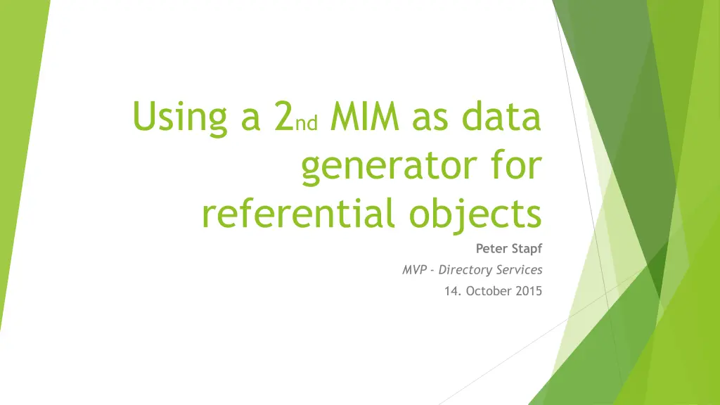 using a 2 nd mim as data generator n.w