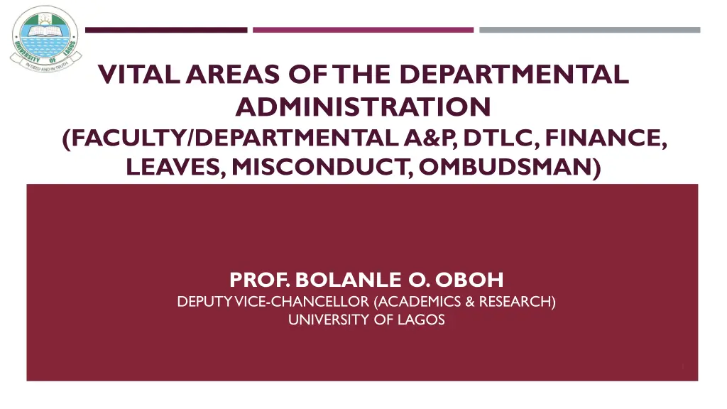 vital areas of the departmental administration n.w