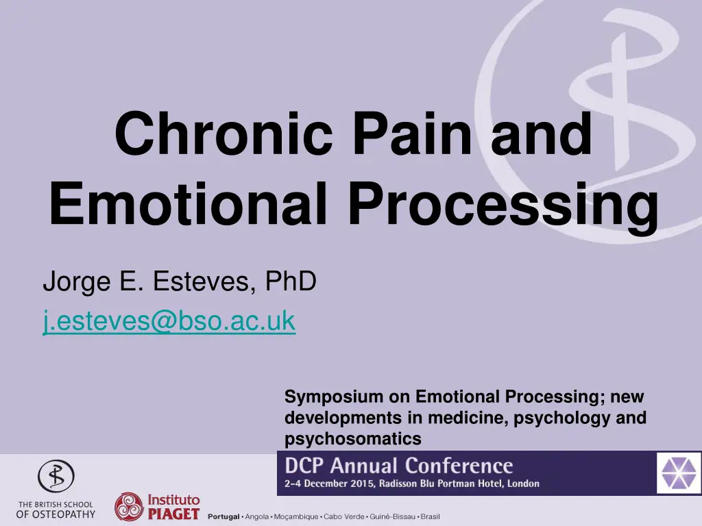 chronic pain and emotional processing n.w