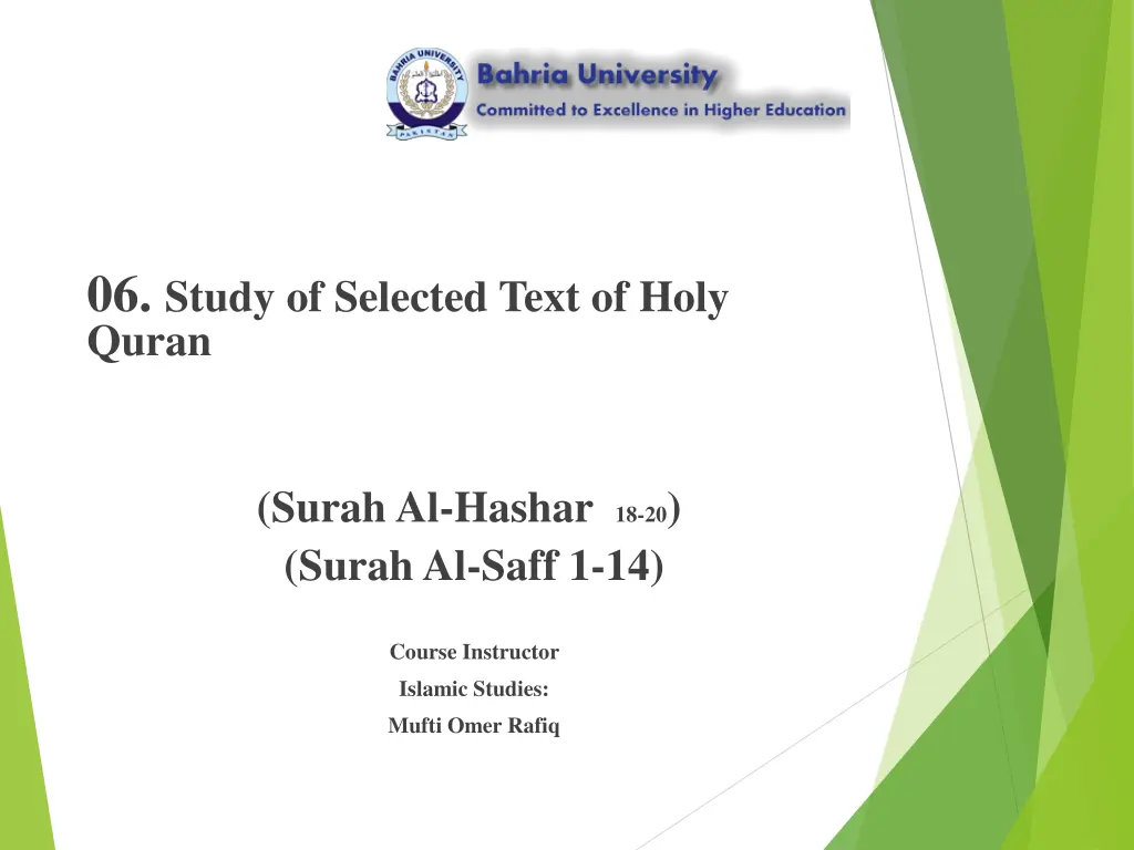 06 study of selected text of holy quran n.w