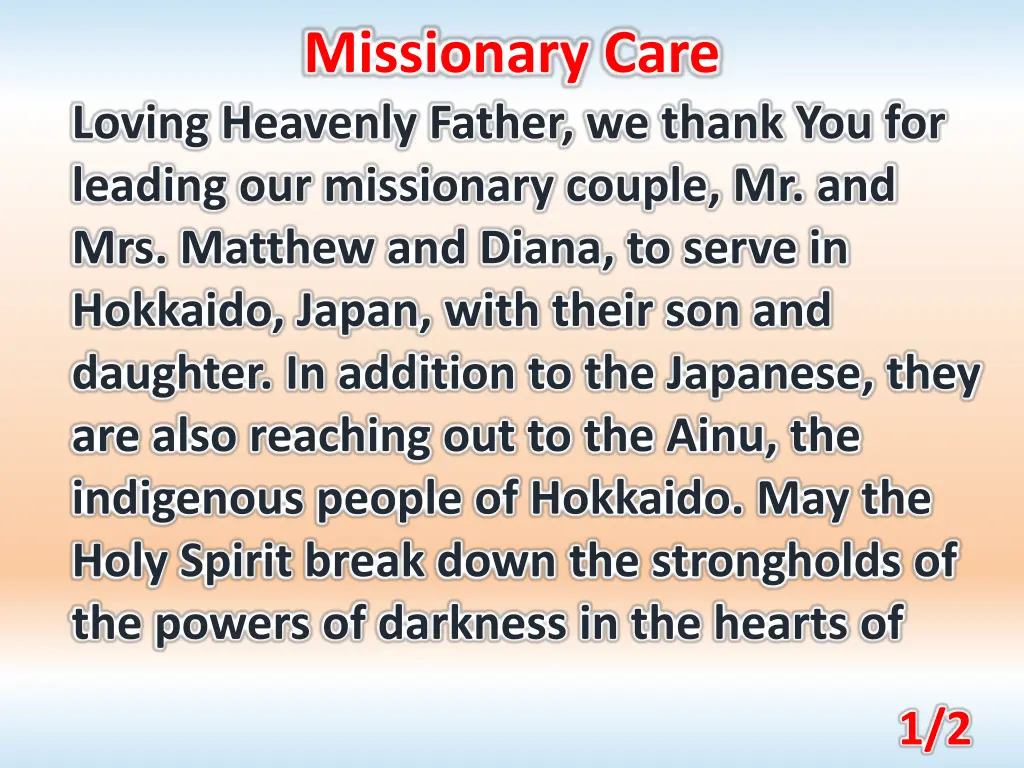 missionary care n.w