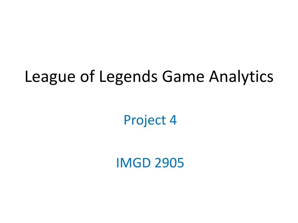 league of legends game analytics n.w
