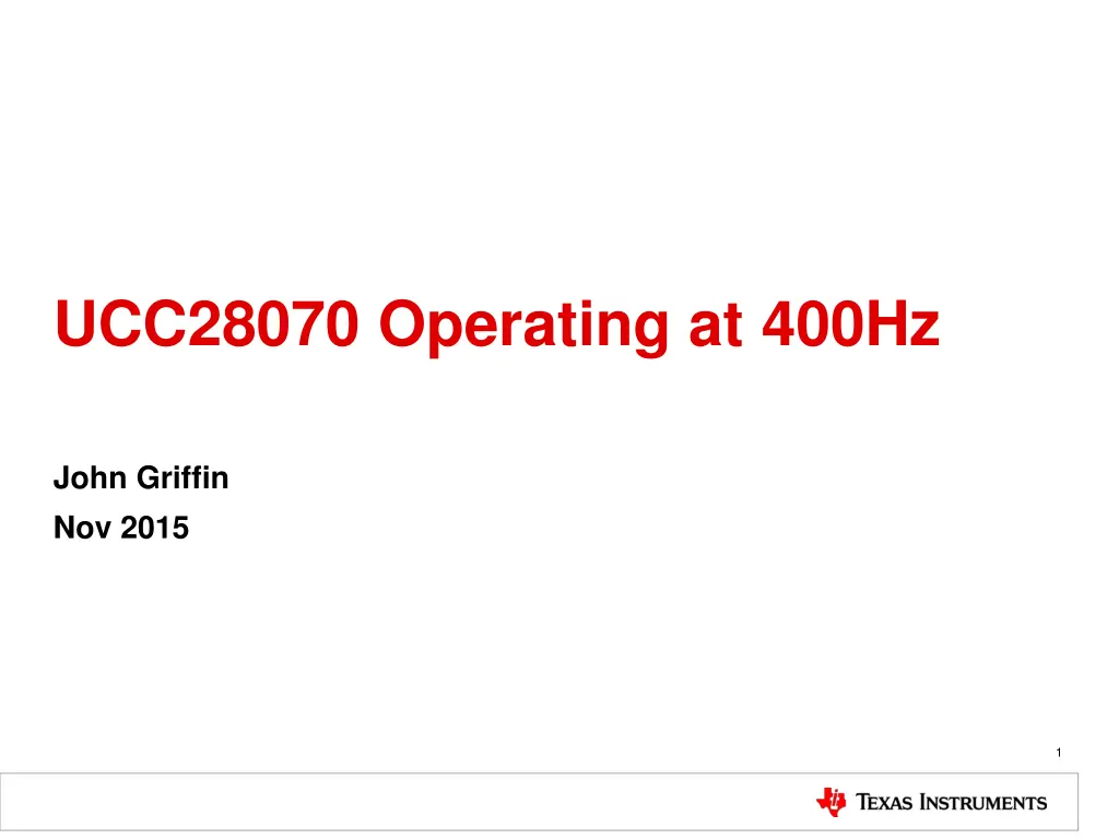 ucc28070 operating at 400hz n.w