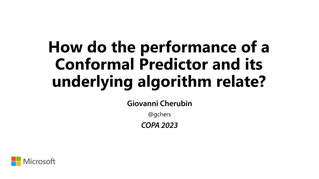 how do the performance of a conformal predictor n.w