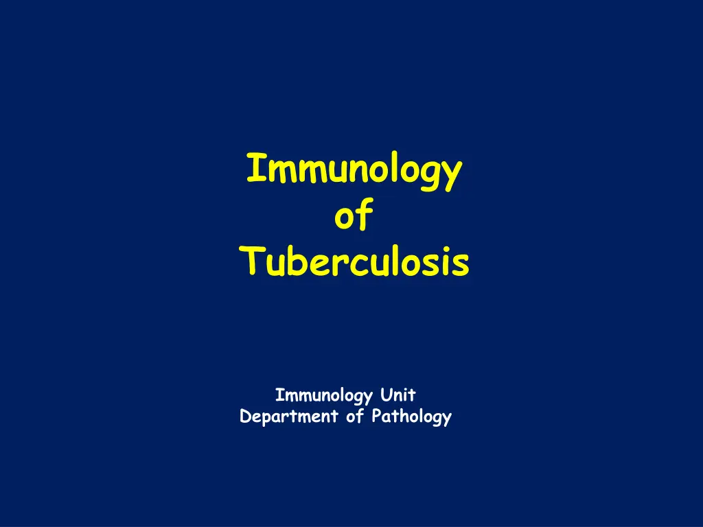 immunology of tuberculosis n.w