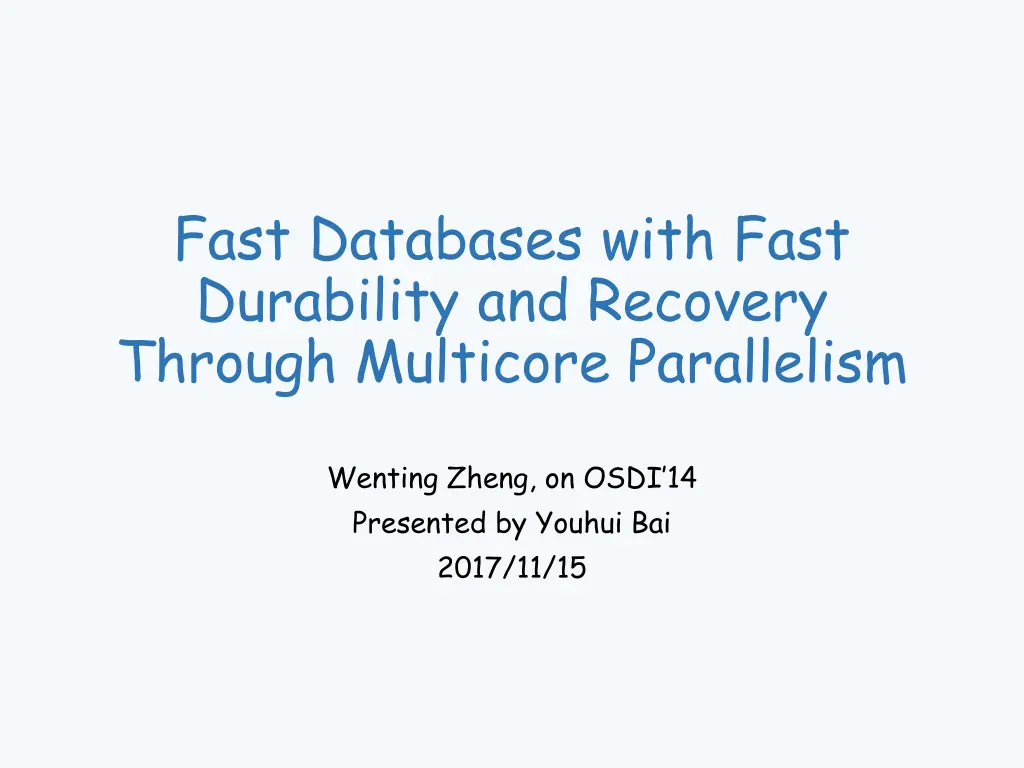 fast databases with fast durability and recovery n.w