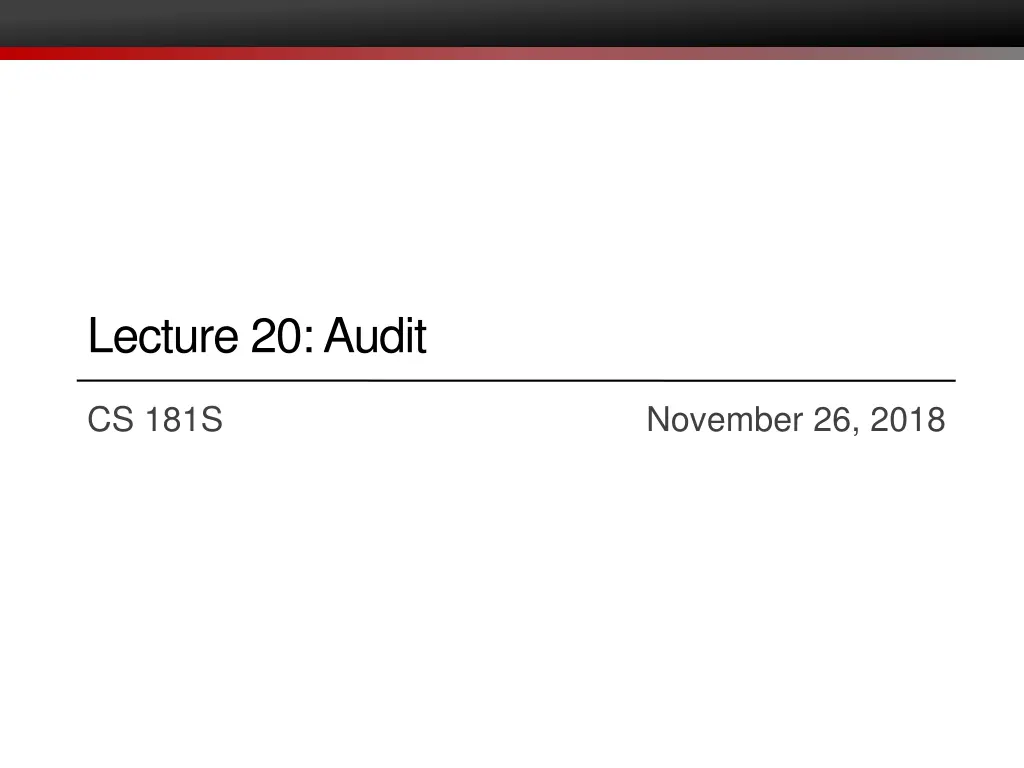 lecture 20 audit n.w
