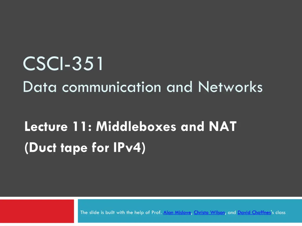 csci 351 data communication and networks n.w