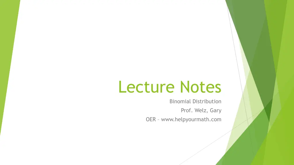 lecture notes binomial distribution n.w