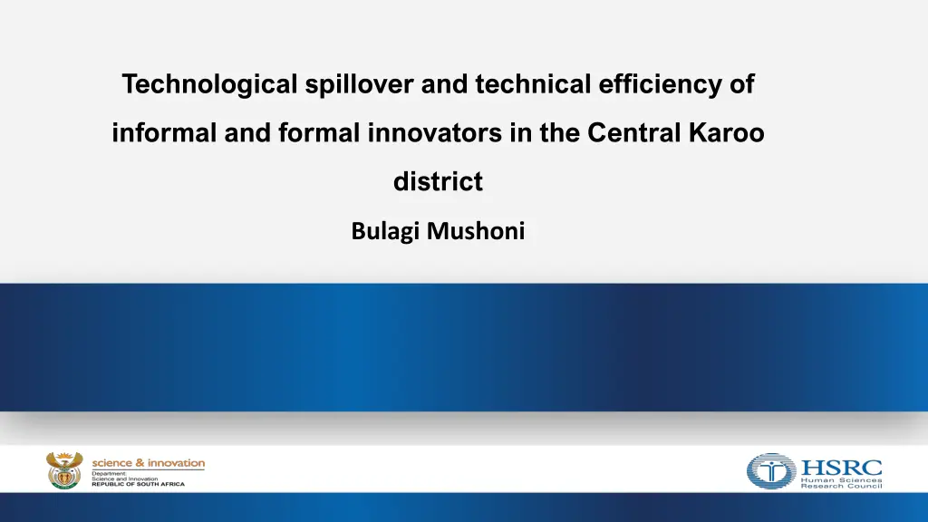 technological spillover and technical efficiency n.w