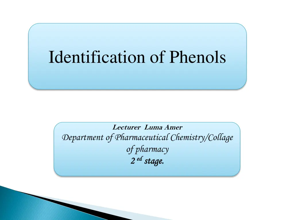 identification of phenols n.w