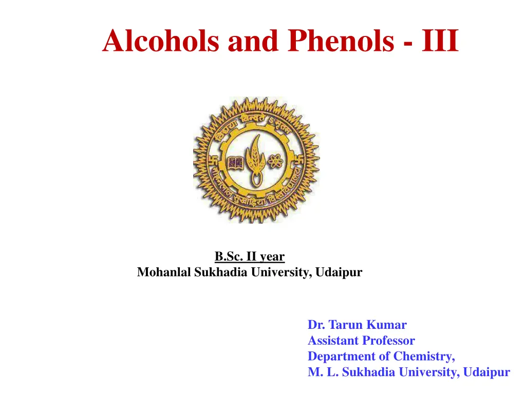 alcohols and phenols iii n.w