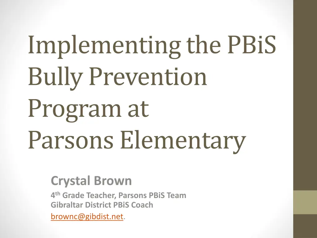 implementing the pbis bully prevention program n.w