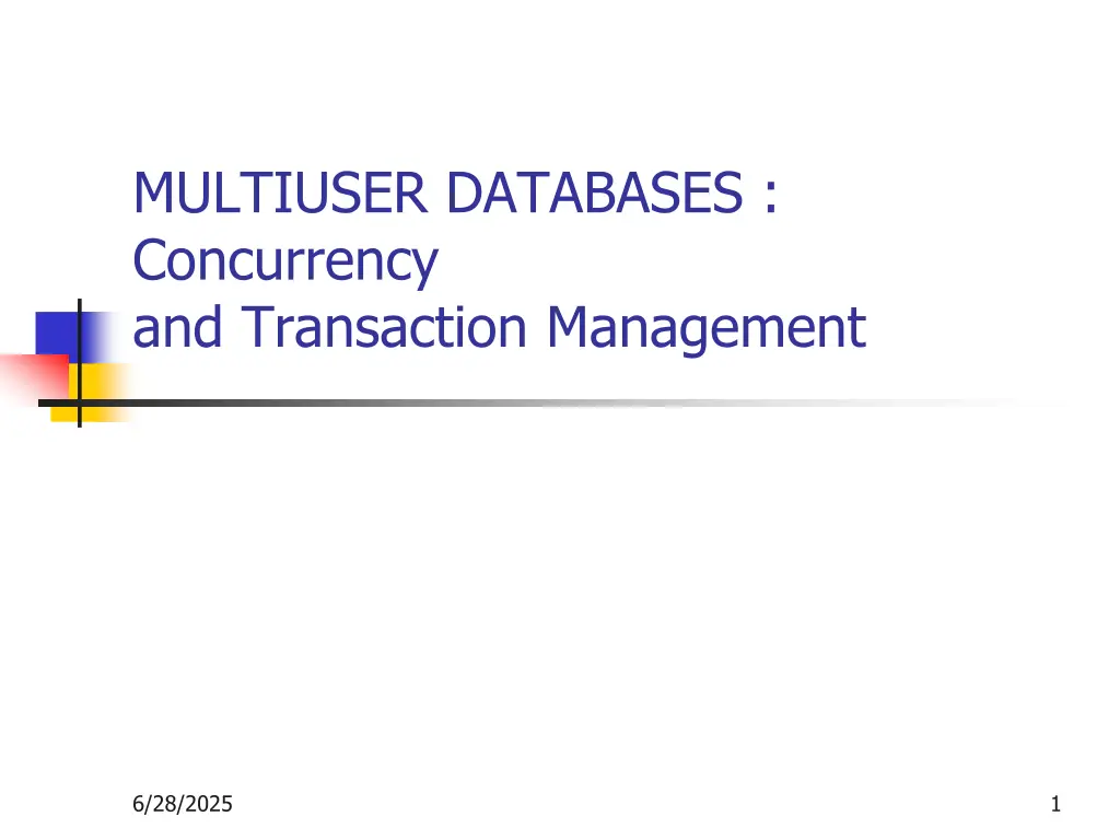 multiuser databases concurrency and transaction n.w