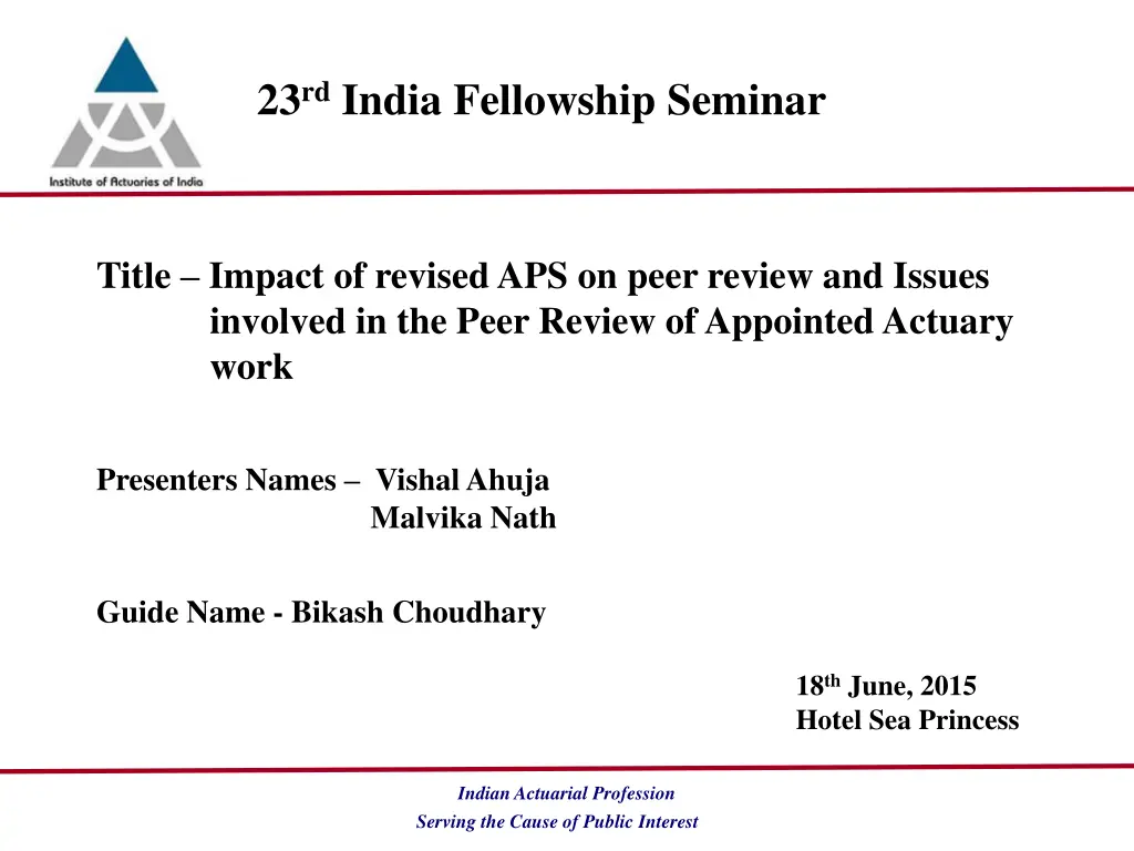 23 rd india fellowship seminar n.w