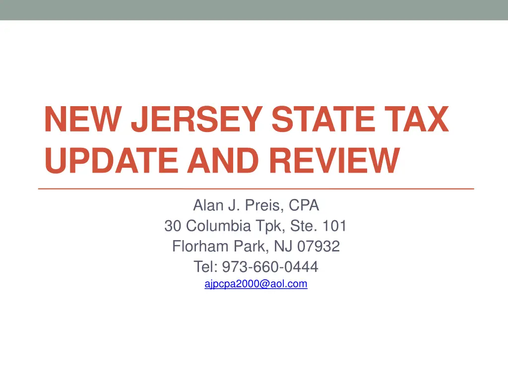 new jersey state tax update and review n.w