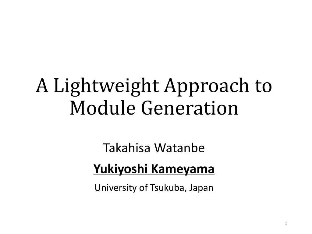 a lightweight approach to module generation n.w