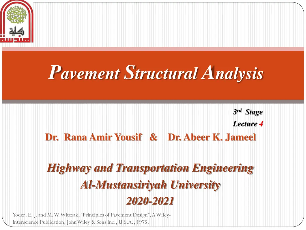 p avement s tructural a nalysis n.w