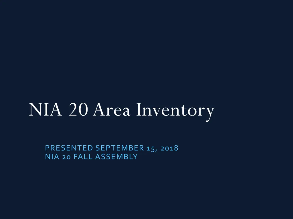 nia 20 area inventory n.w