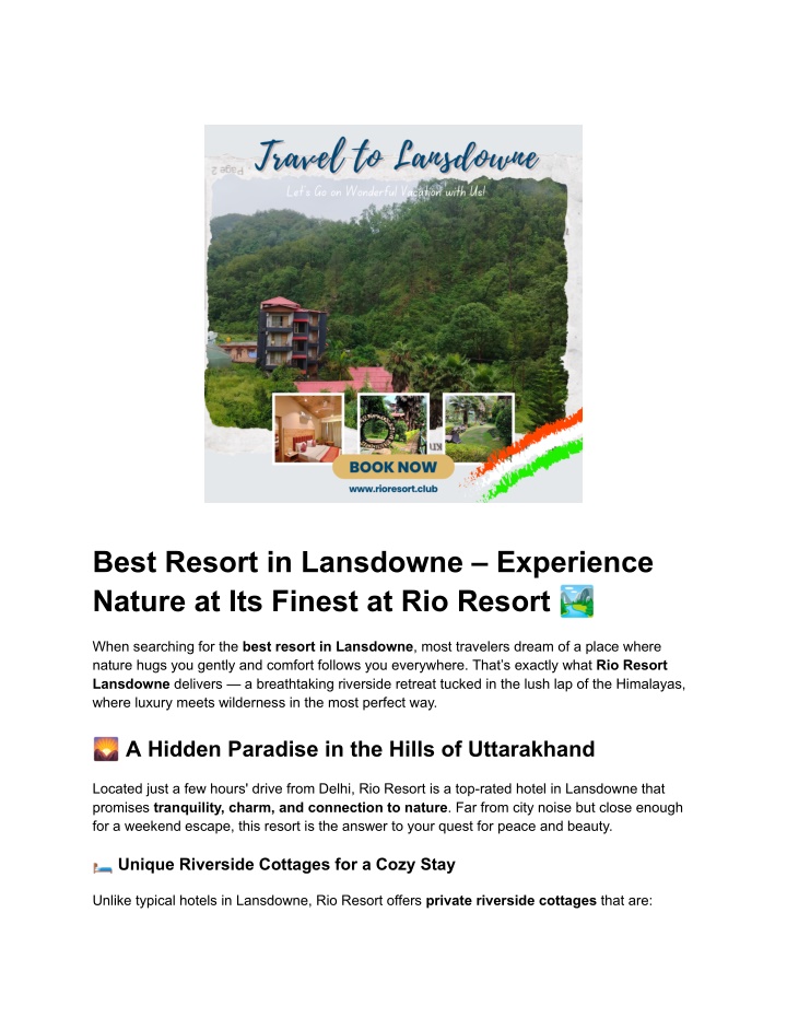 best resort in lansdowne experience nature n.w