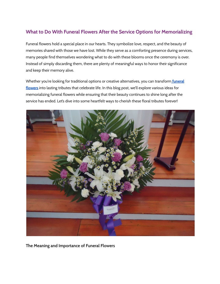 what to do with funeral flowers after the service n.w