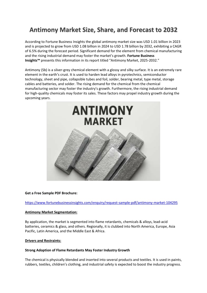 antimony market size share and forecast to 2032 n.w