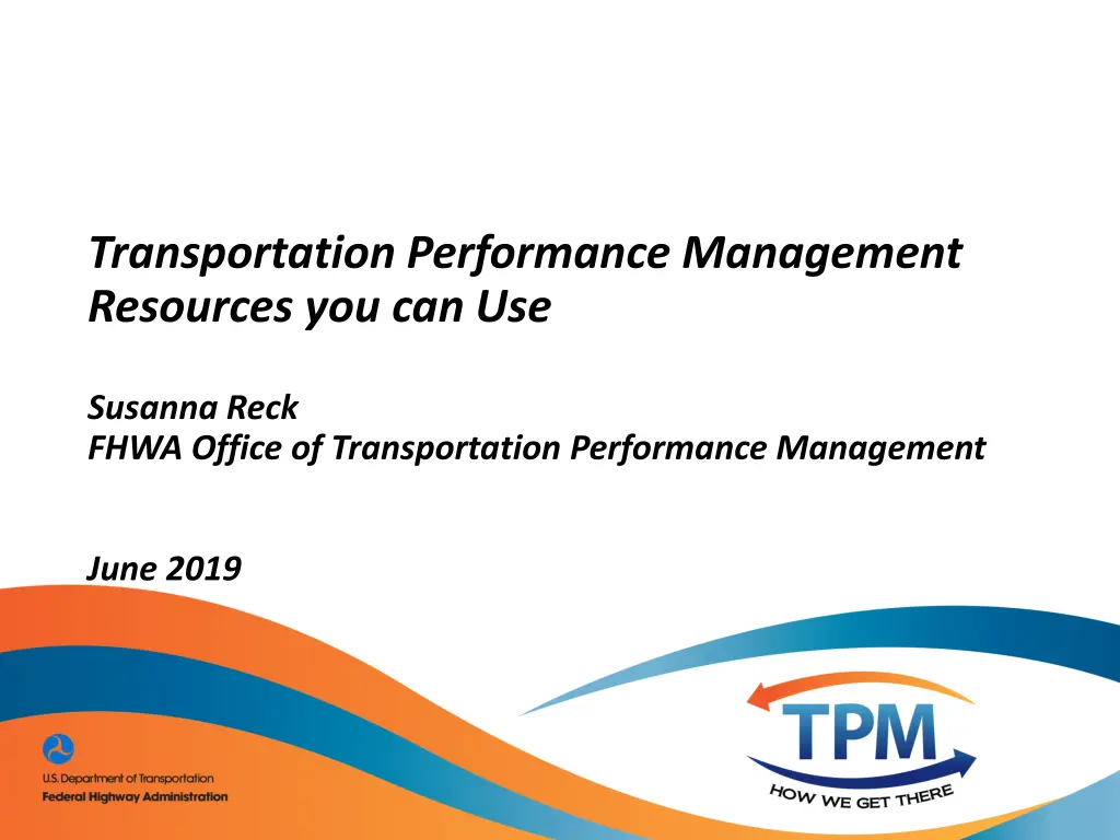 transportation performance management resources n.w