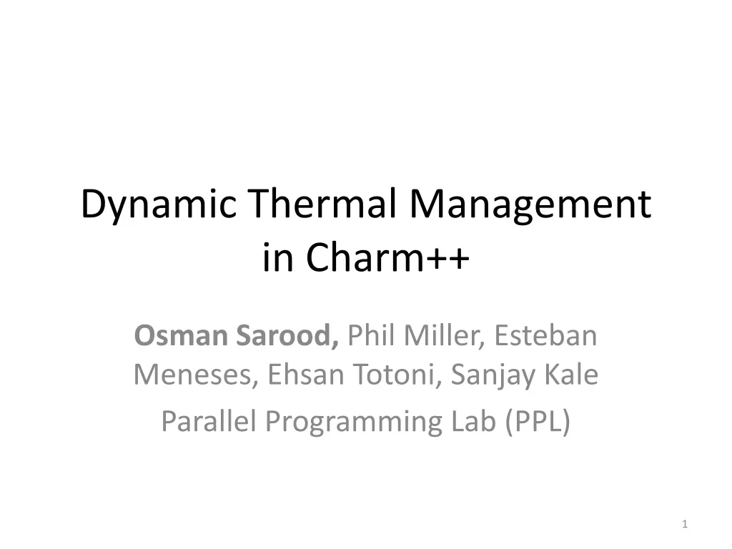 dynamic thermal management in charm n.w