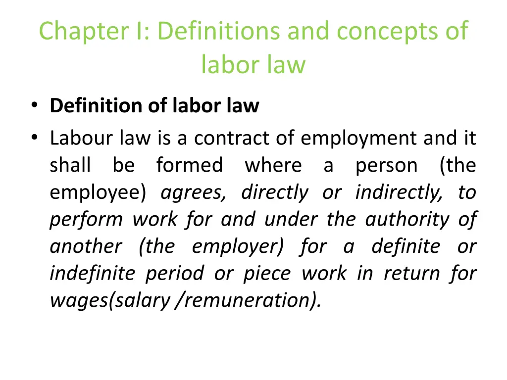 chapter i definitions and concepts of labor law n.w