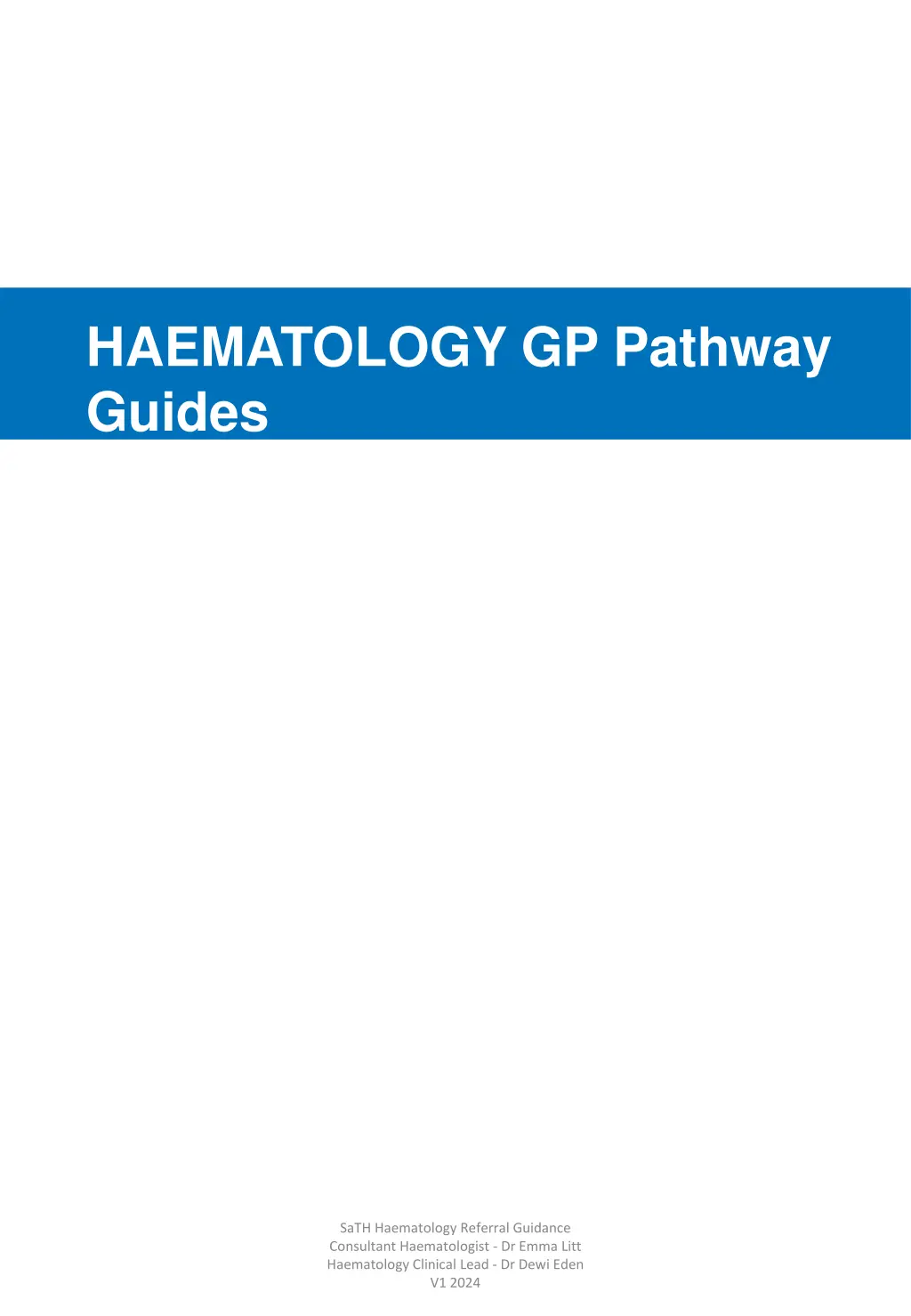 haematology gp pathway guides n.w