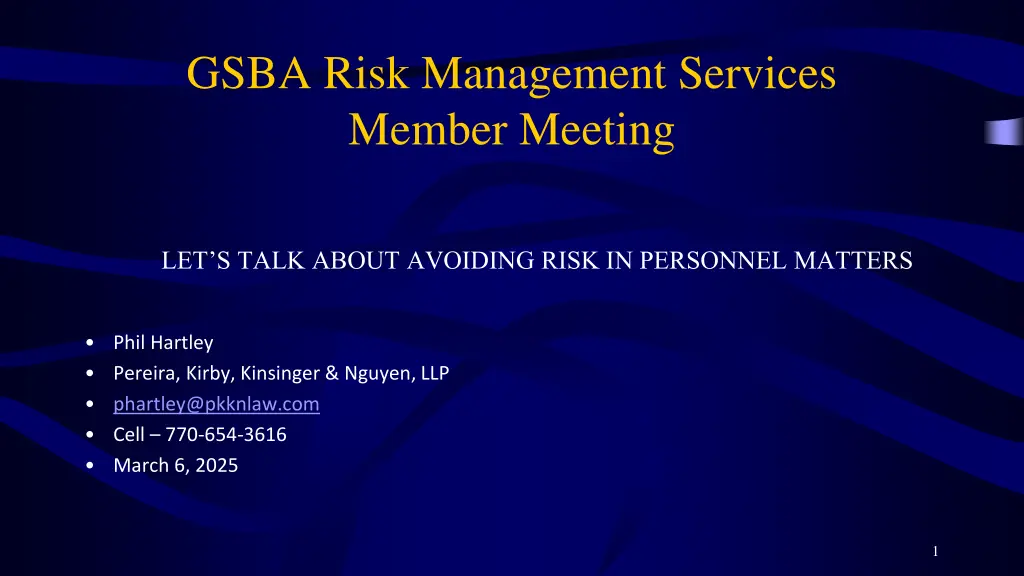 gsba risk management services member meeting n.w