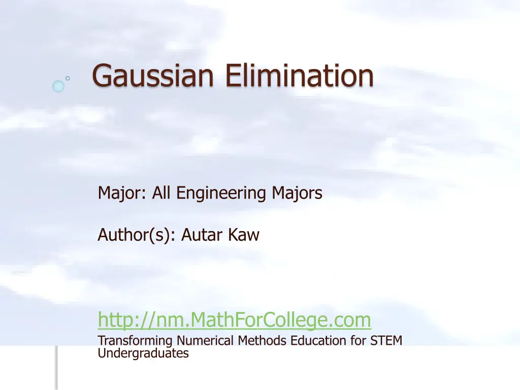 gaussian elimination n.w