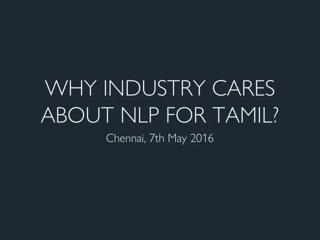 why industry cares about nlp for tamil chennai n.w