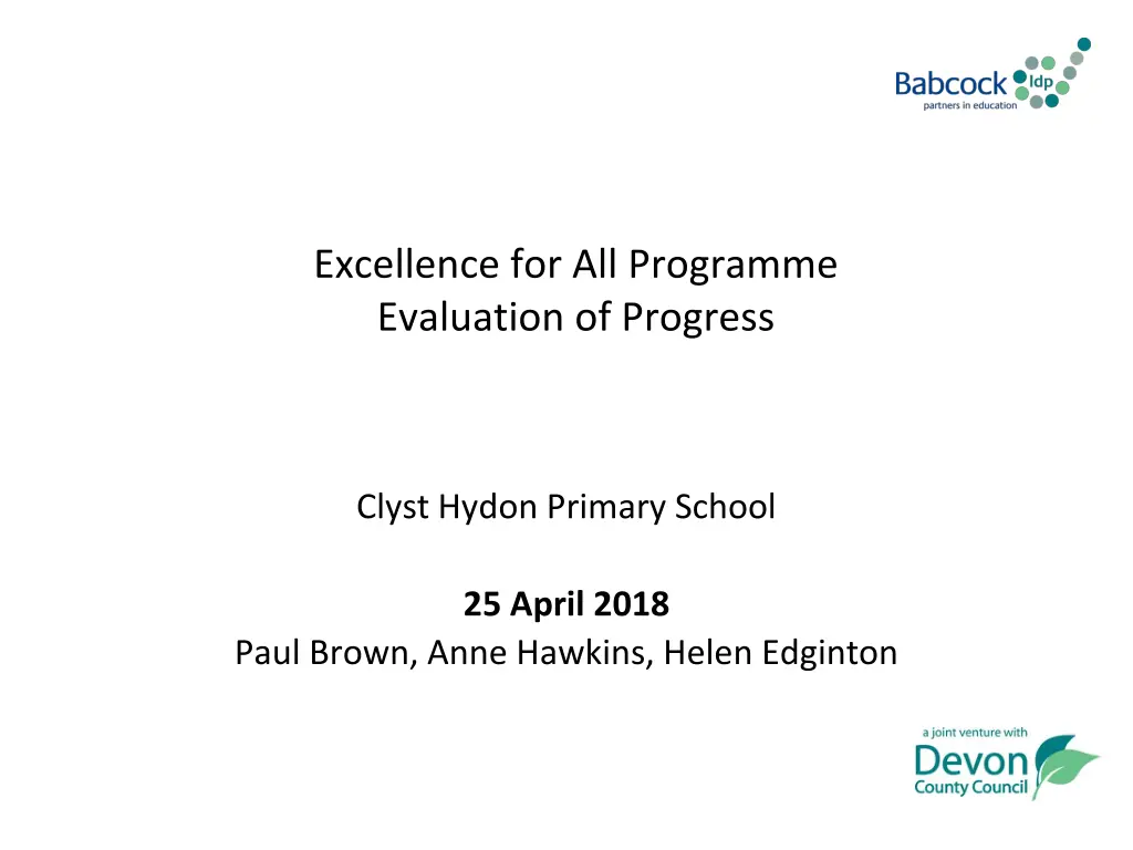 excellence for all programme evaluation n.w