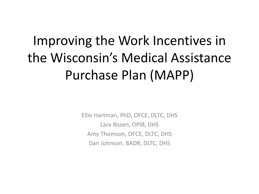 improving the work incentives in the wisconsin n.w