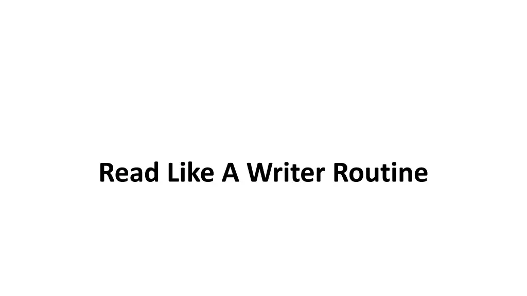 read like a writer routine n.w