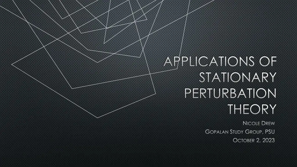 applications of stationary perturbation n.w