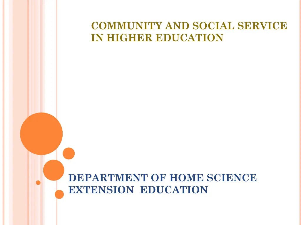 community and social service in higher education n.w