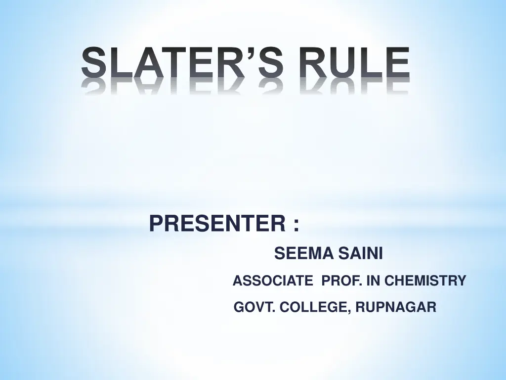 slater s rule n.w
