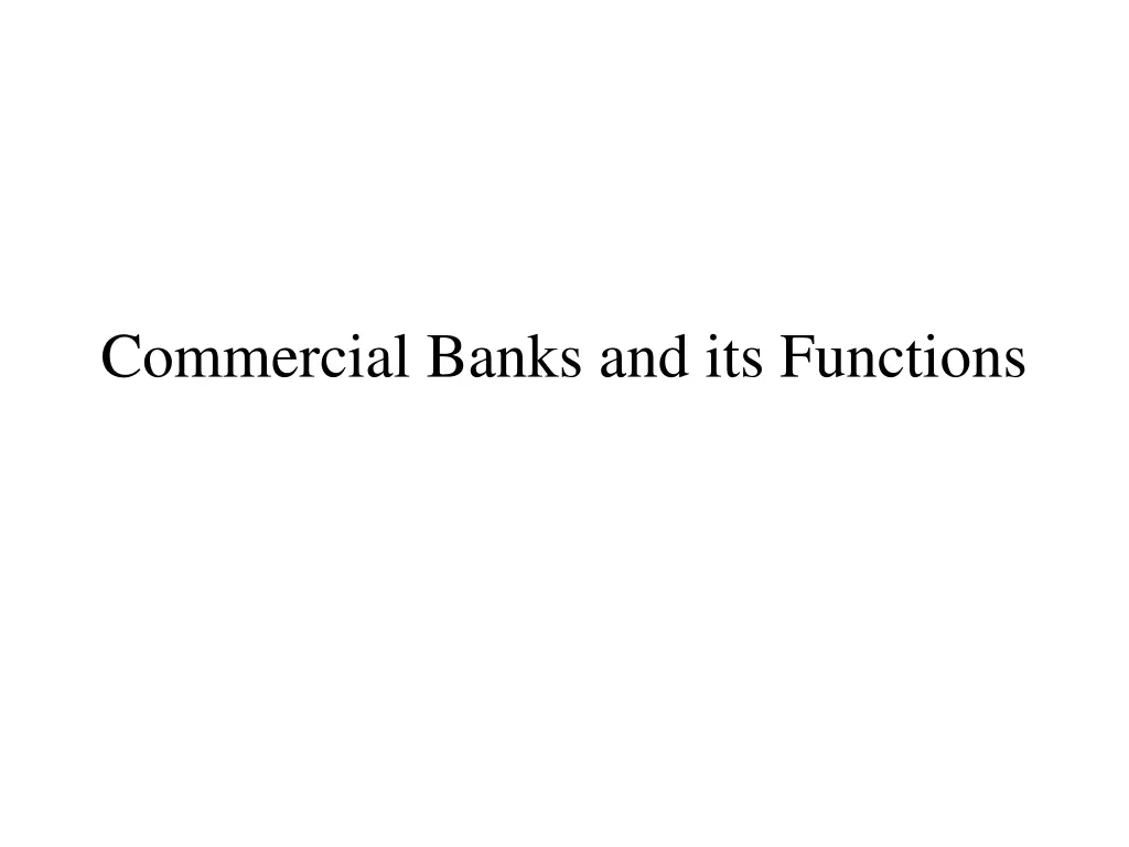 commercial banks and its functions n.w