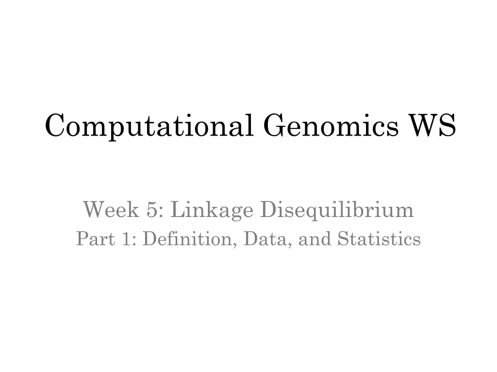 computational genomics ws n.w