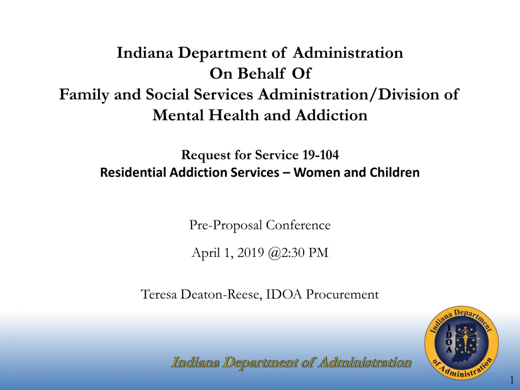 indiana department of administration on behalf n.w