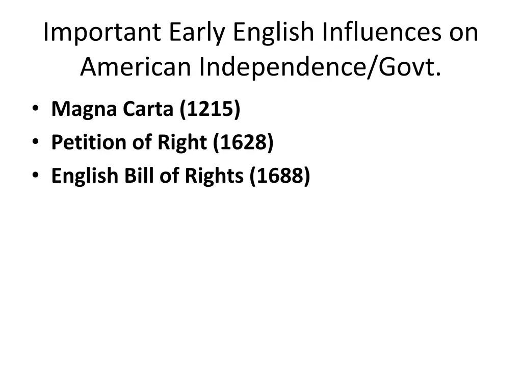 important early english influences on american n.w