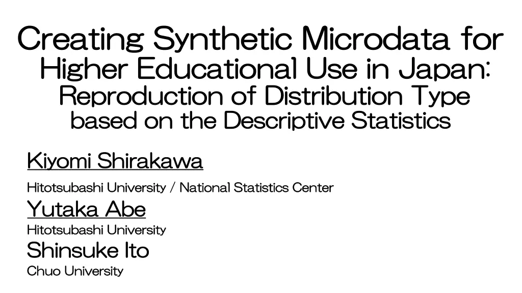creating synthetic microdata creating synthetic n.w