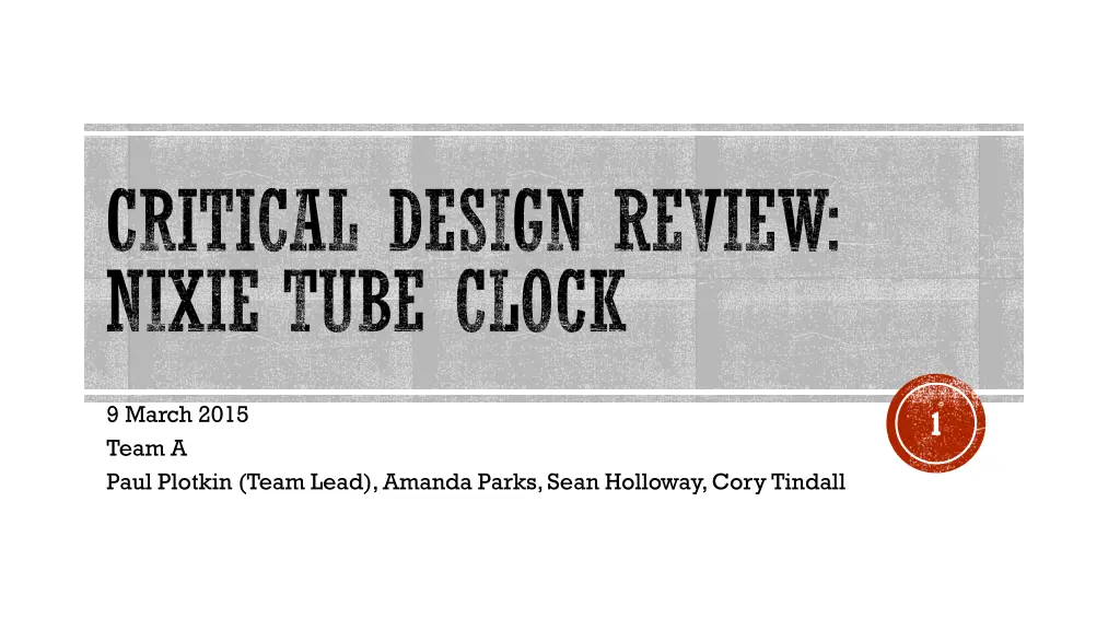 critical design review nixie tube clock n.w