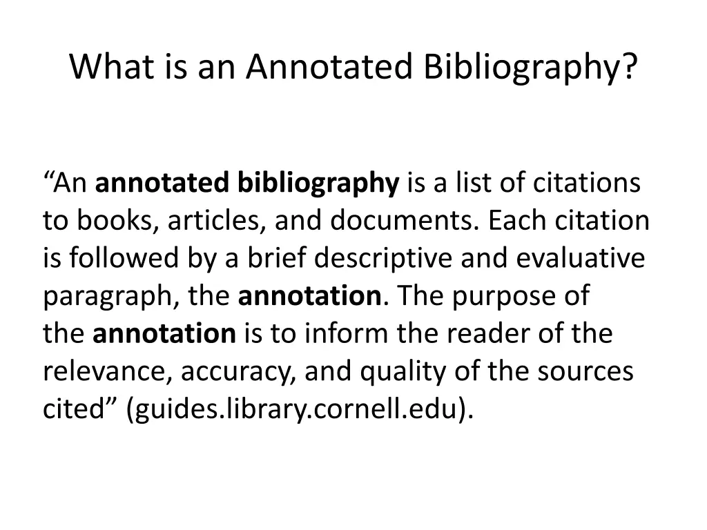 what is an annotated bibliography n.w