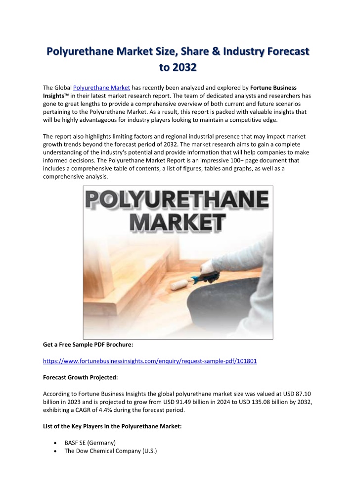 polyurethane market size share industry forecast n.w