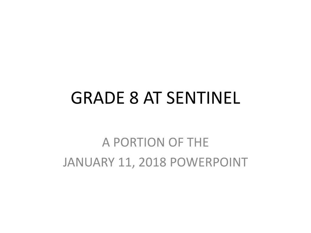 grade 8 at sentinel n.w
