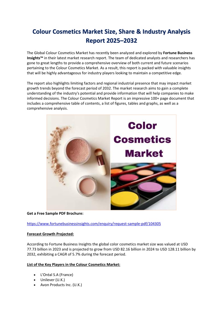 colour cosmetics market size share industry n.w